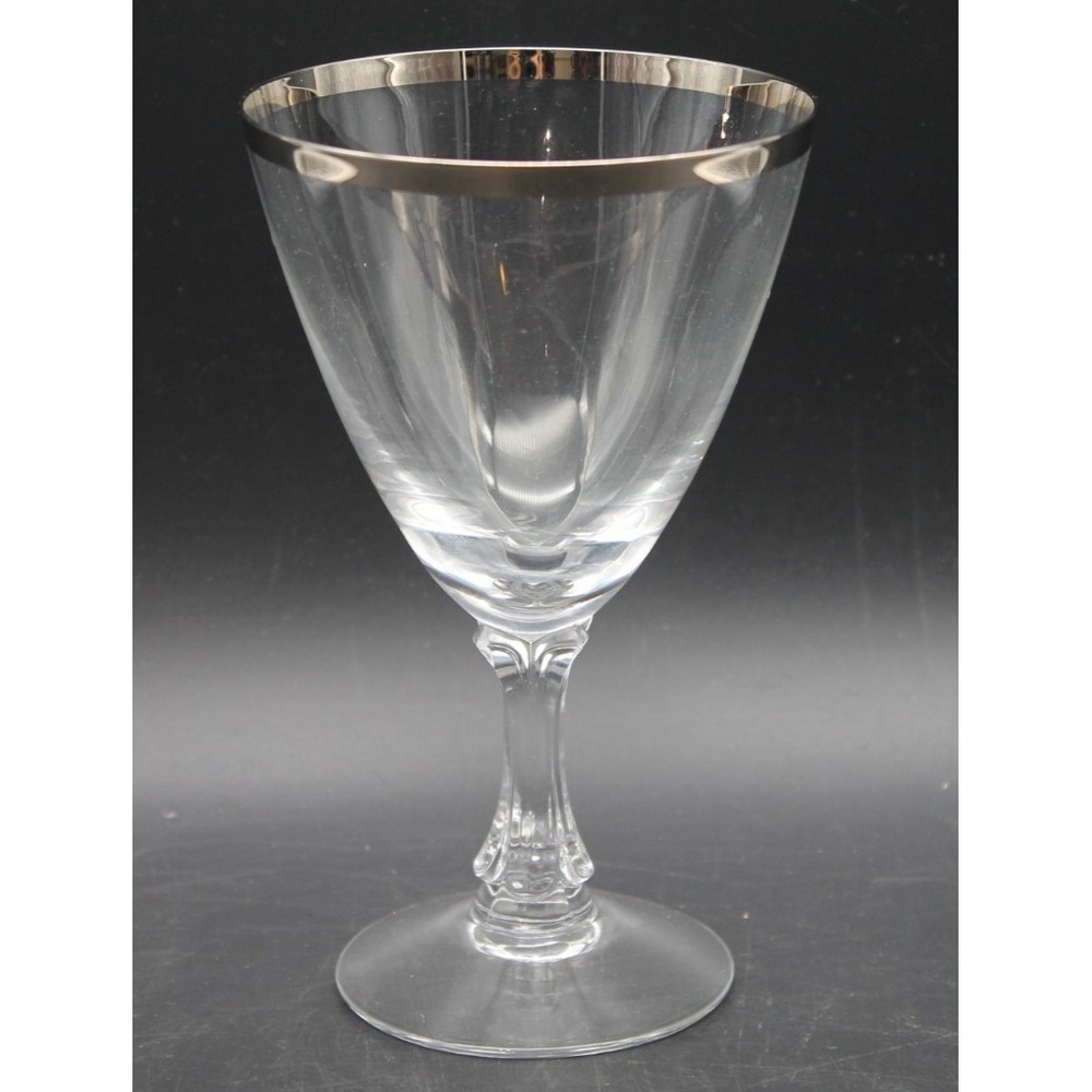 Fostoria Wedding Ring Platinum Rim Crystal Water Goblet 6.25" Multiple Available